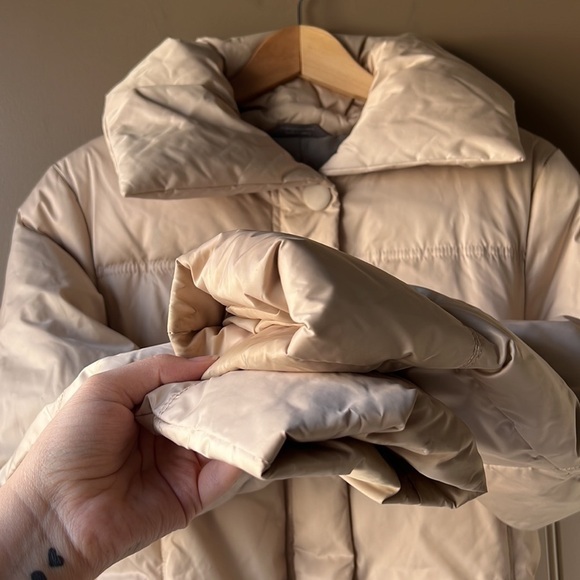 UTEX Xtérior Cream Down Filled Belted Puffer Winter Jacket Size Medium - Picture 6 of 12